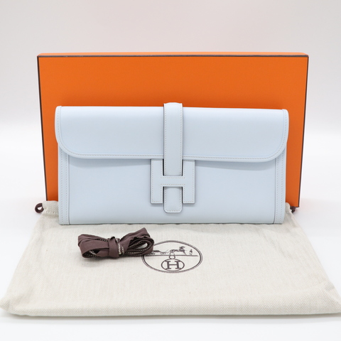 Hermès 愛馬仕 Jige Elan 29 Swift 聖杯藍 手拿包 Z 刻
