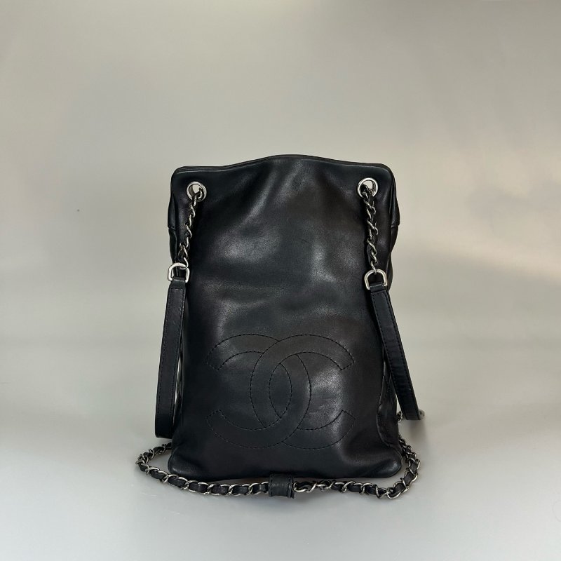 CHANEL 後背包牛皮黑 保卡款21開-1