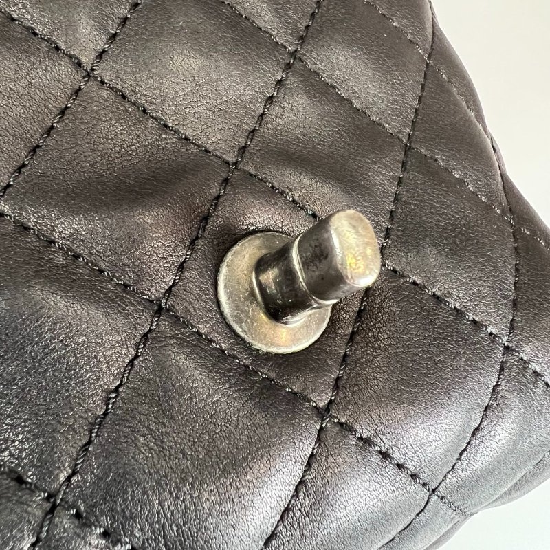 CHANEL 後背包牛皮黑 保卡款21開-10