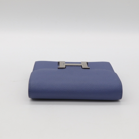 Hermès 愛馬仕 Constance 康康 藍色 Epsom 牛皮 短夾 錢包 A刻