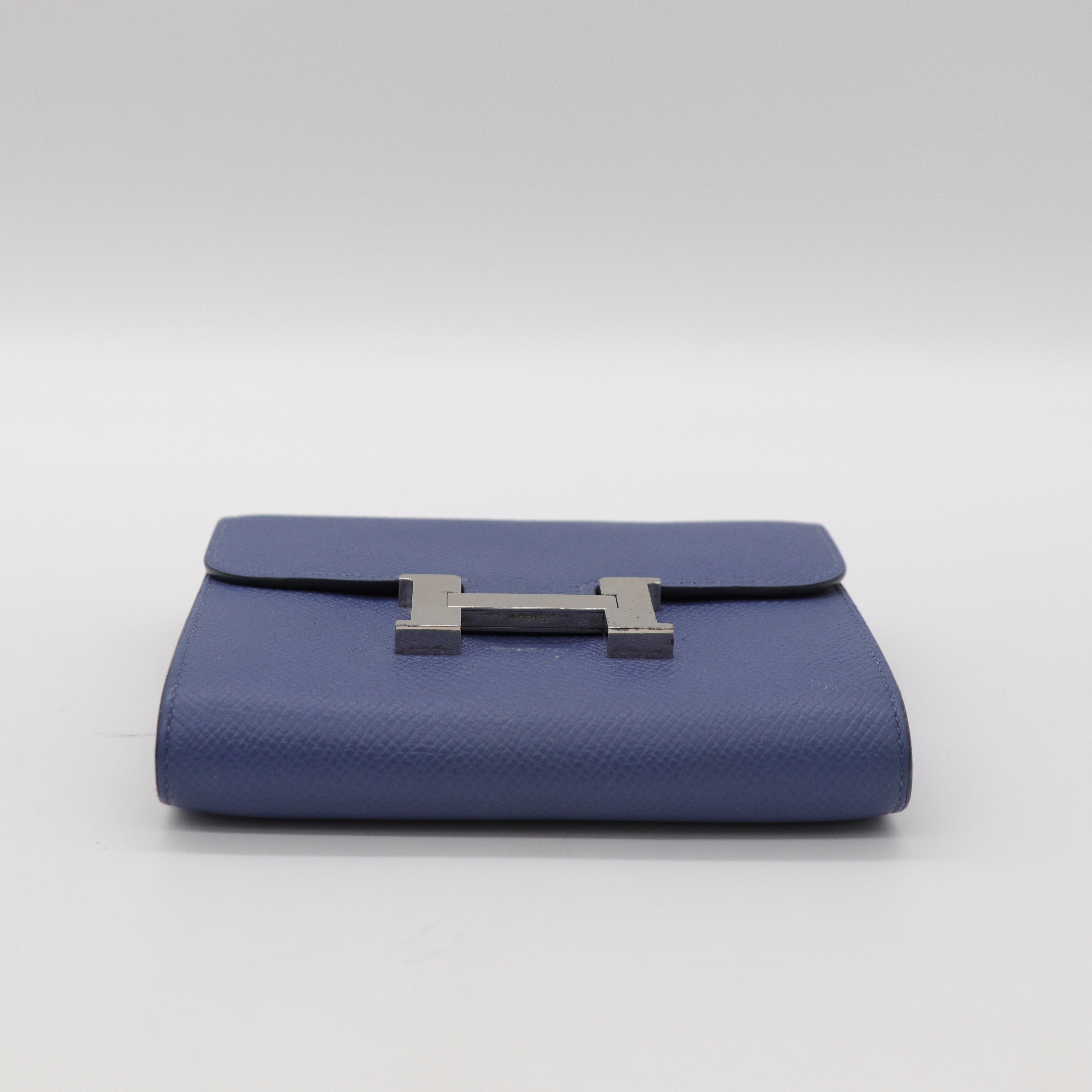 Hermès 愛馬仕 Constance 康康 藍色 Epsom 牛皮 短夾 錢包 A刻-1