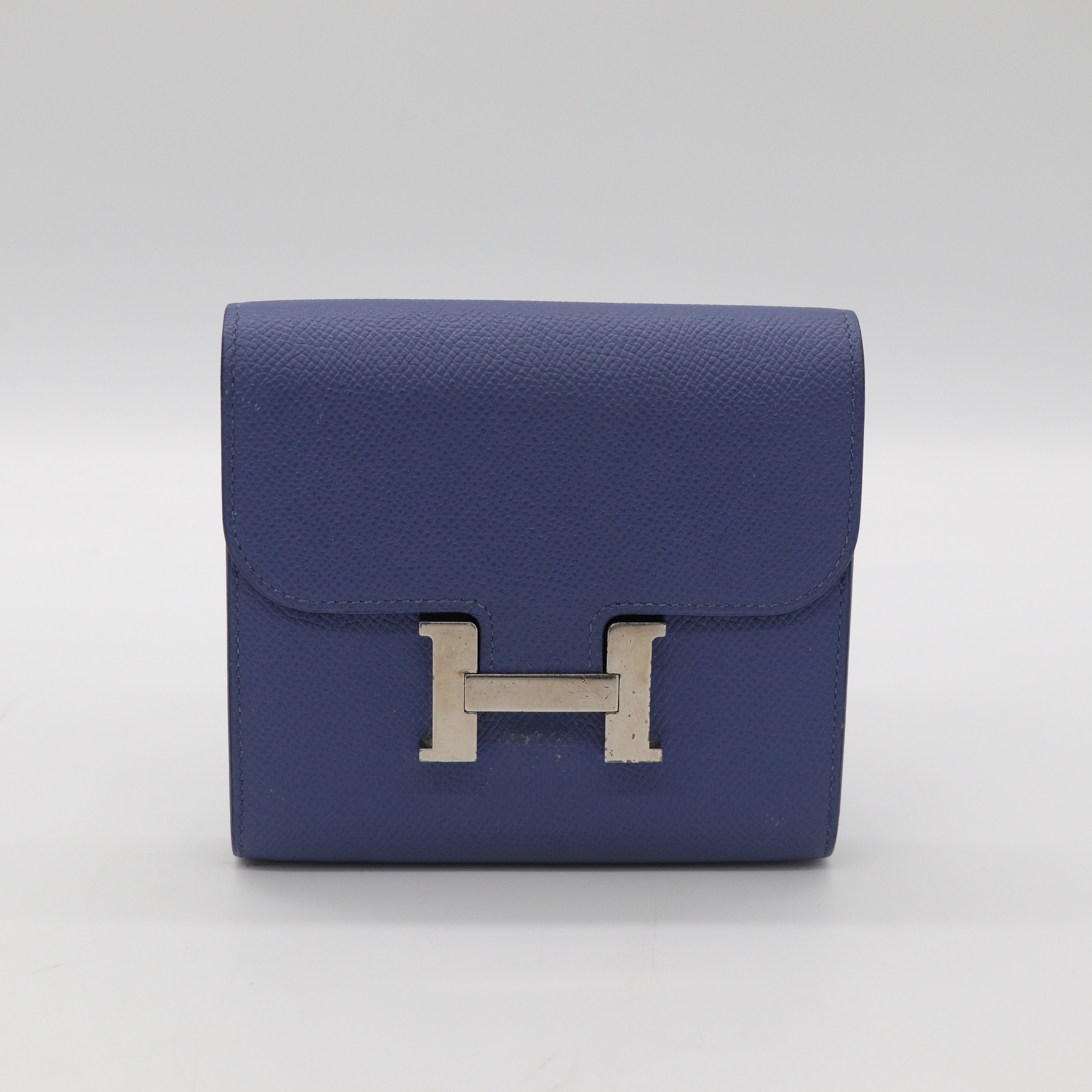 Hermès 愛馬仕 Constance 康康 藍色 Epsom 牛皮 短夾 錢包 A刻-3