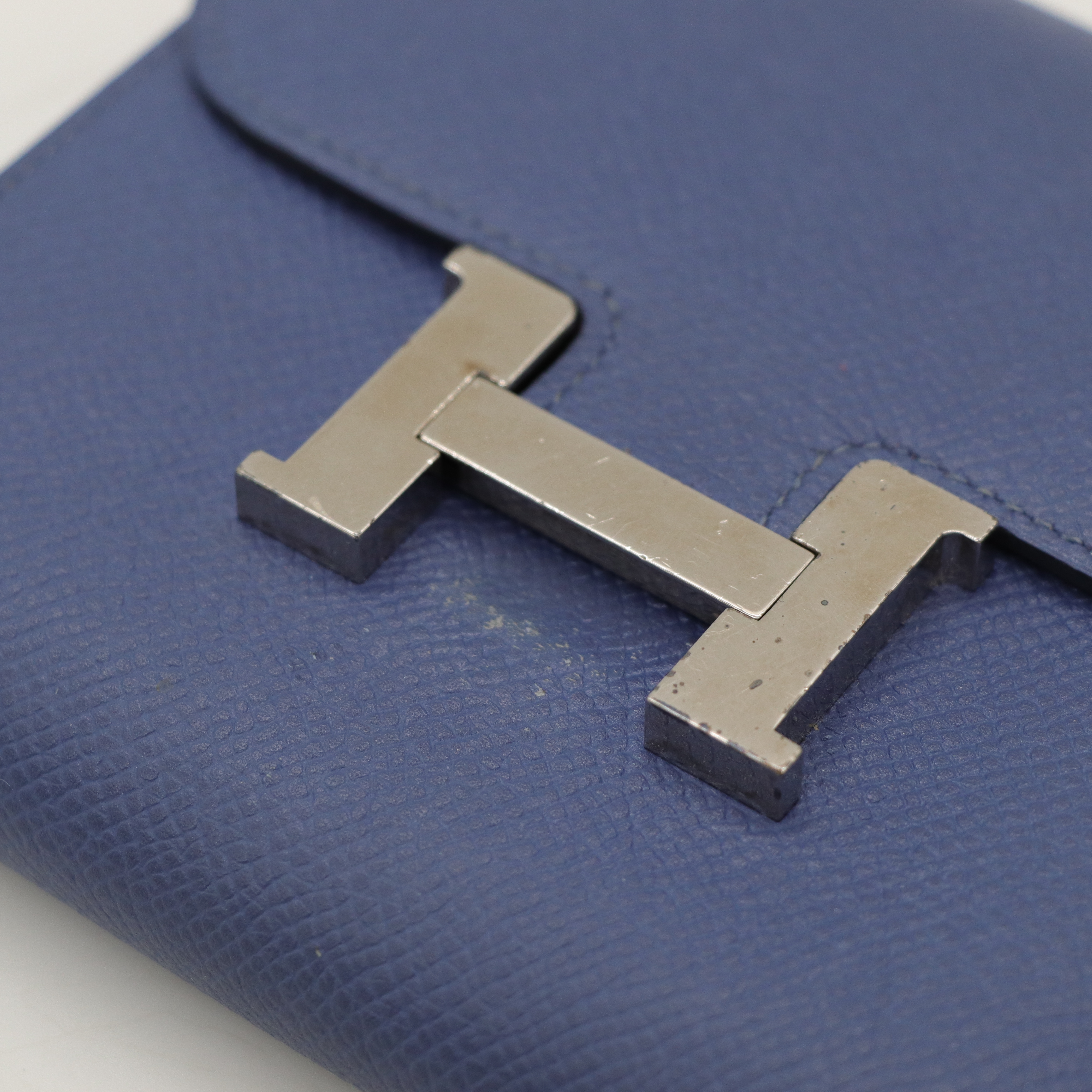 Hermès 愛馬仕 Constance 康康 藍色 Epsom 牛皮 短夾 錢包 A刻-10