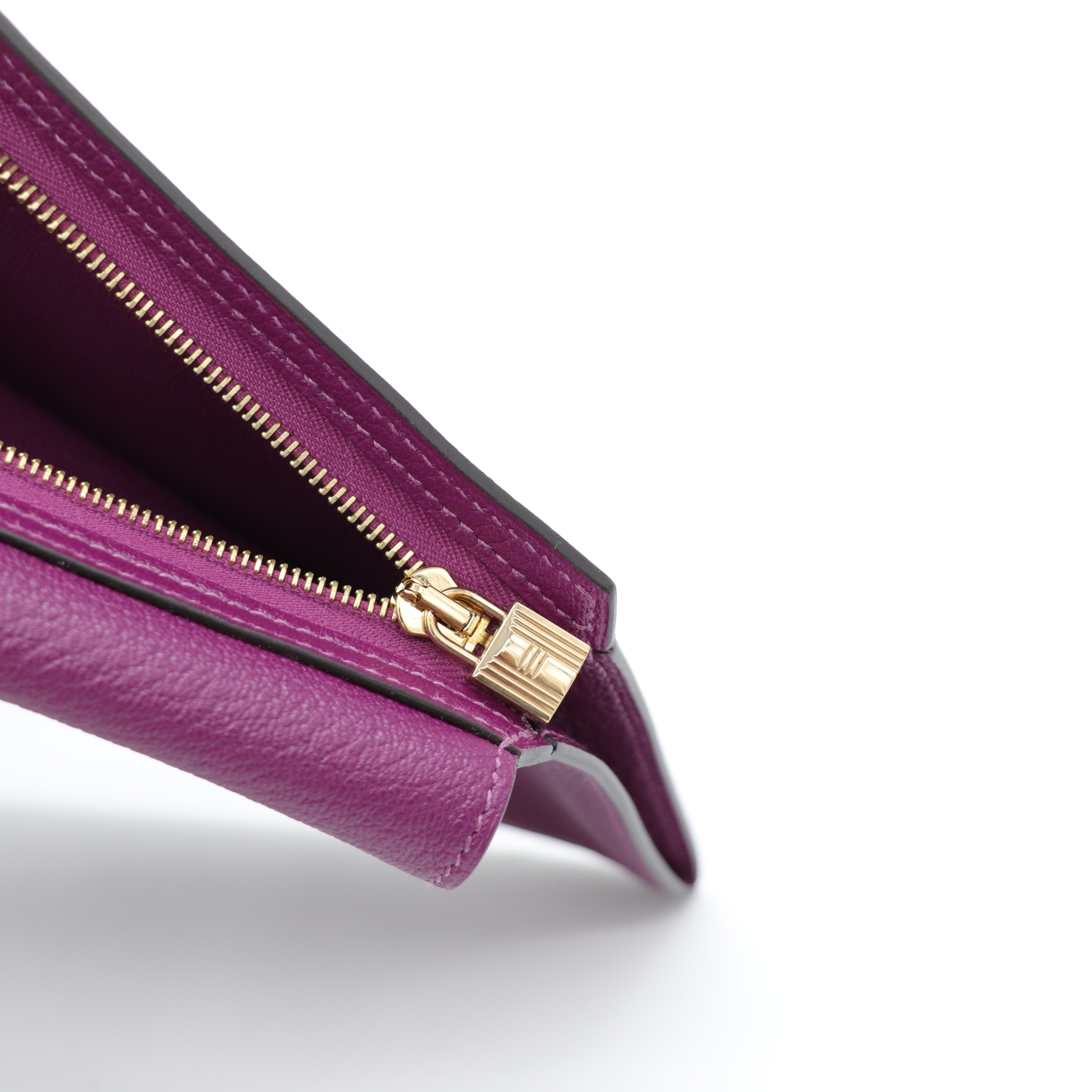 Hermès 愛馬仕 紫羅蘭色 山羊皮 拉鍊 手拿包 D刻-3