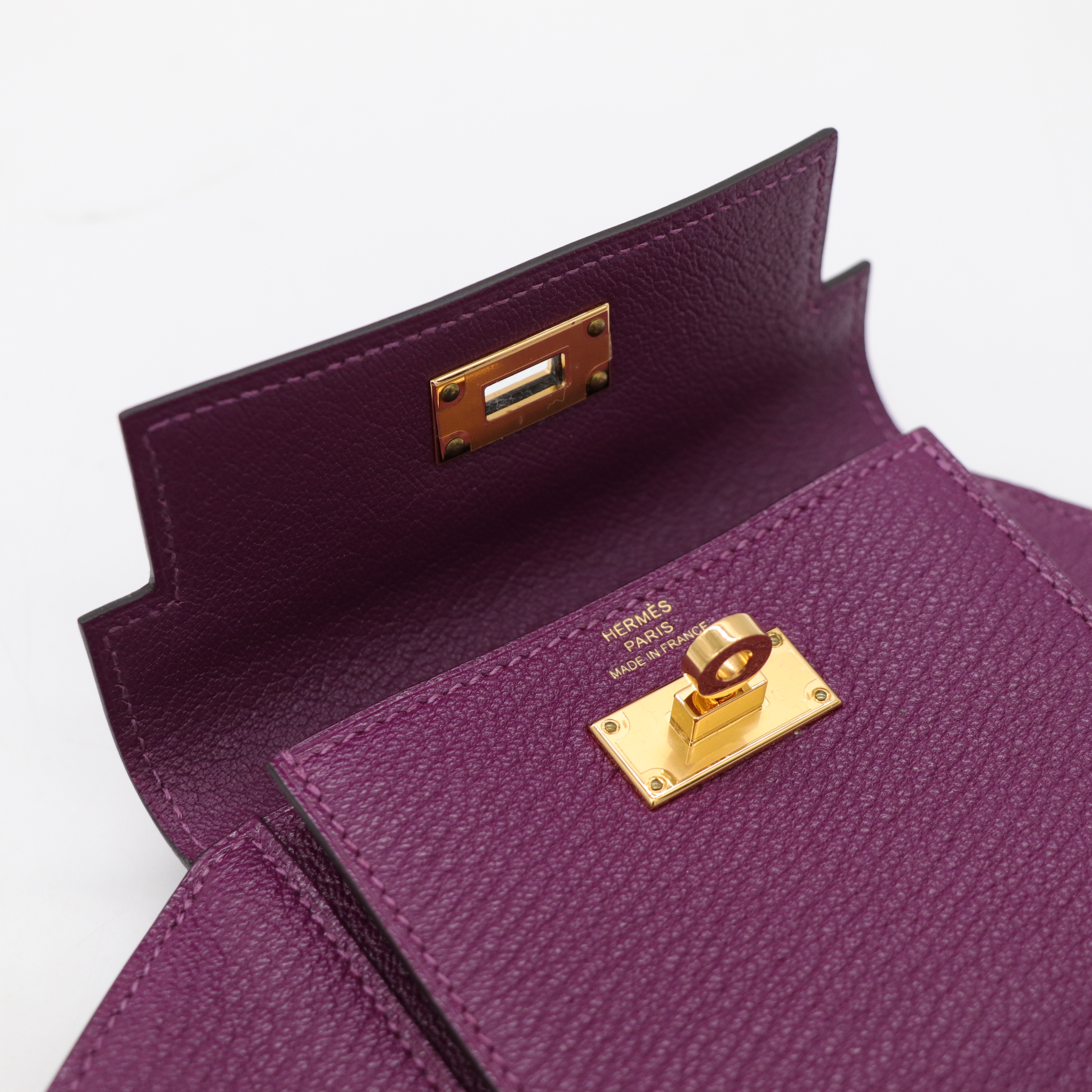 Hermès 愛馬仕 紫羅蘭色 山羊皮 拉鍊 手拿包 D刻-5