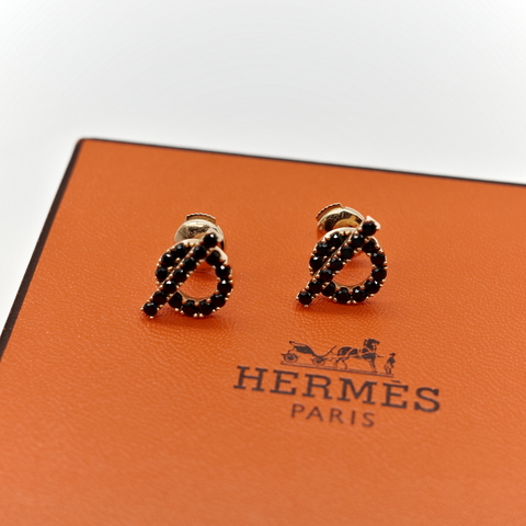 Hermès 愛馬仕 黑鑽耳環
