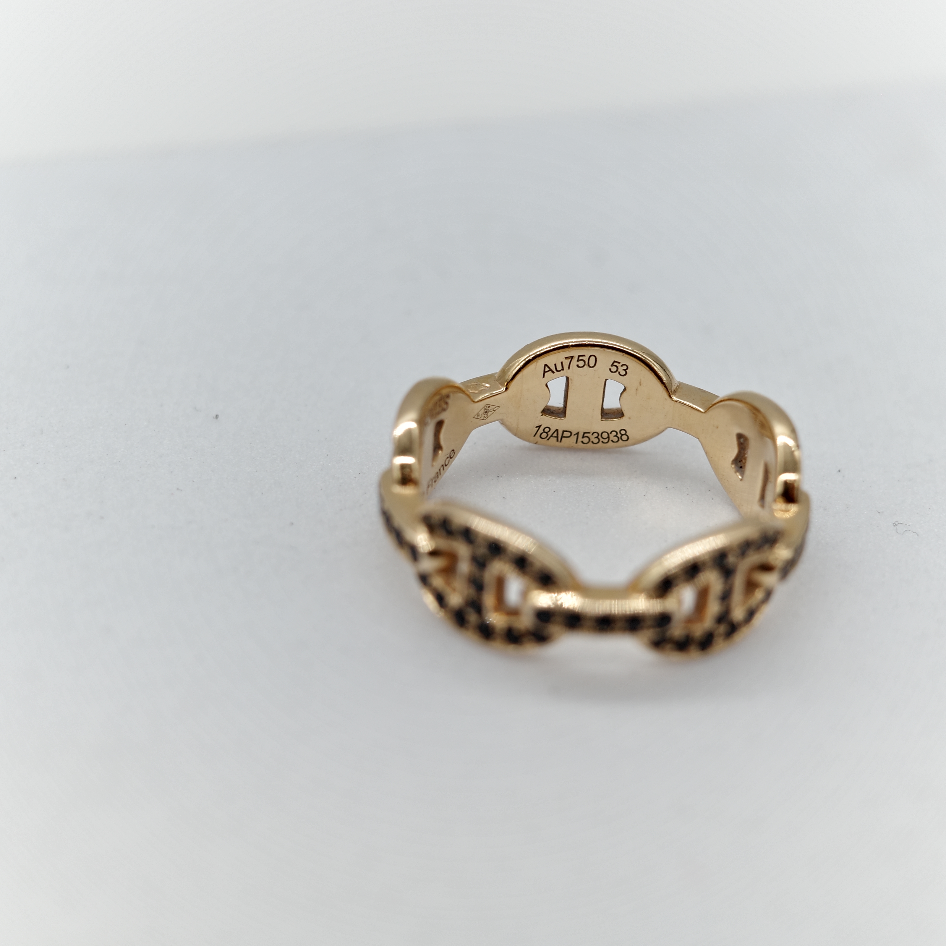 Hermès 愛馬仕  Chaine d'Ancre Enchainée PM 黑色尖晶石 K18PG 戒指 53 號-8