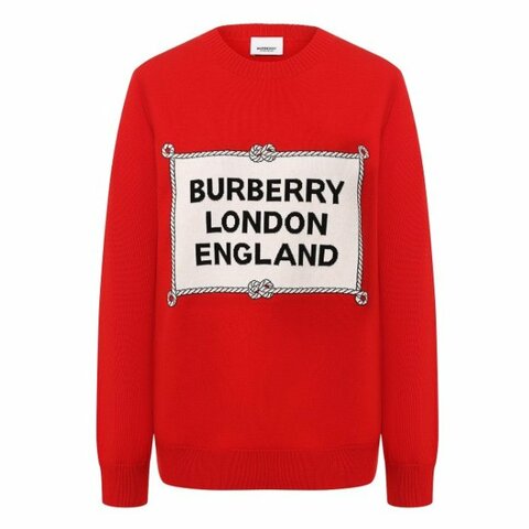 ::BURBERRY::白底黑字樣 紅色長袖針織衣 xs