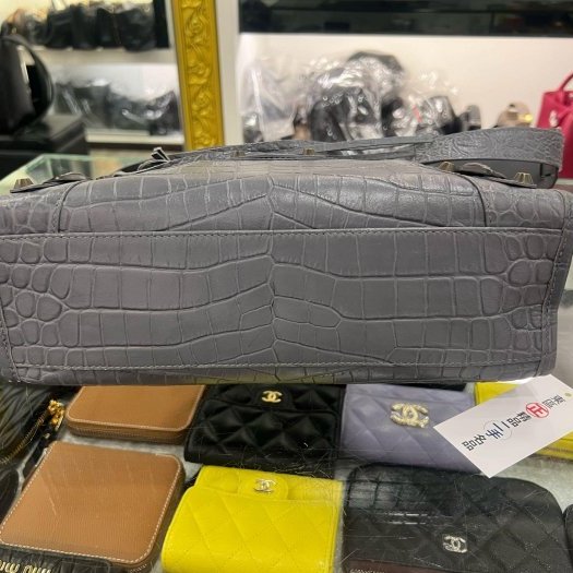 東區正精品㊣BALENCIAGA 431621 CITY'S 巴黎世家灰藍色全皮鱷魚壓紋小釦機車包斜背包手提包 RA1864-5