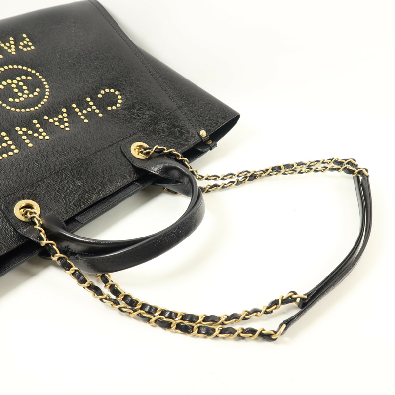 CHANEL 牛皮皮革Deauville Tote Bag手挽肩背兩用袋-8