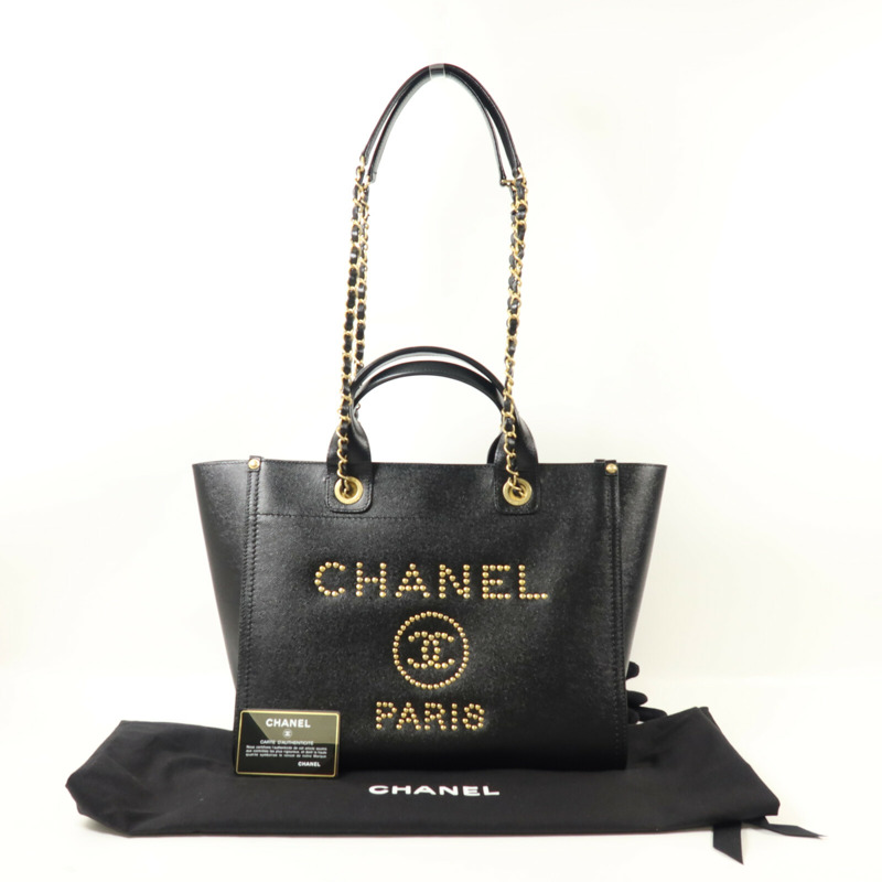 CHANEL 牛皮皮革Deauville Tote Bag手挽肩背兩用袋-9