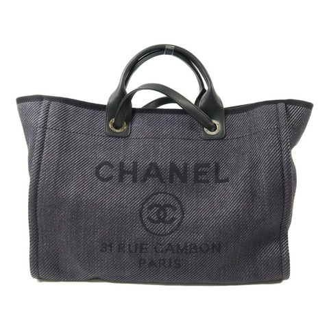 CHANEL 帆布Deauville Tote Bag手挽肩背兩用袋