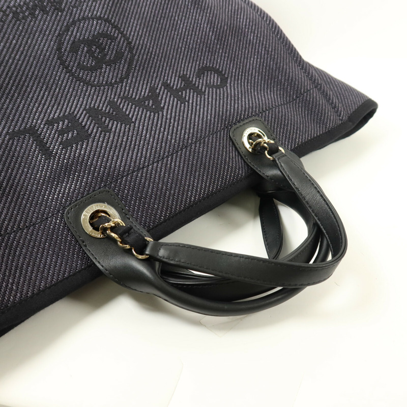 CHANEL 帆布Deauville Tote Bag手挽肩背兩用袋-8
