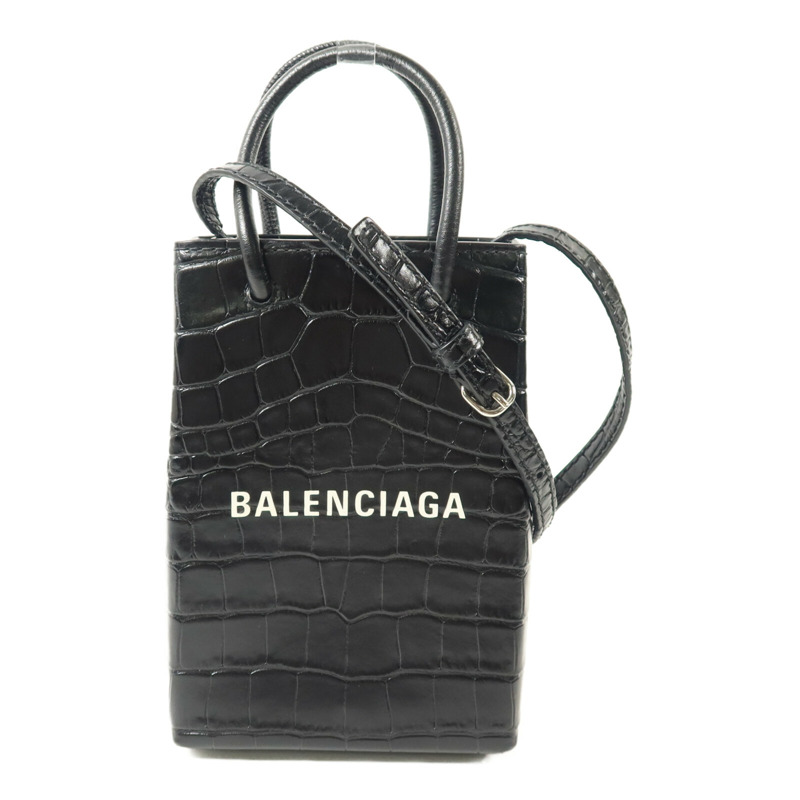 BALENCIAGA 牛皮皮革Mini Shopping Phone Holder Bag手挽肩背兩用袋-0