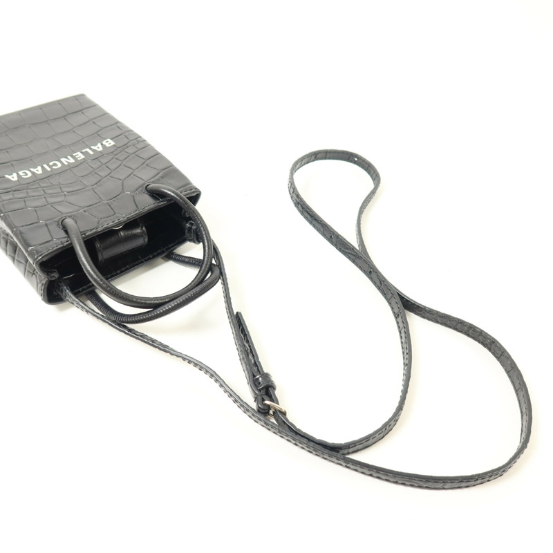 BALENCIAGA 牛皮皮革Mini Shopping Phone Holder Bag手挽肩背兩用袋-7