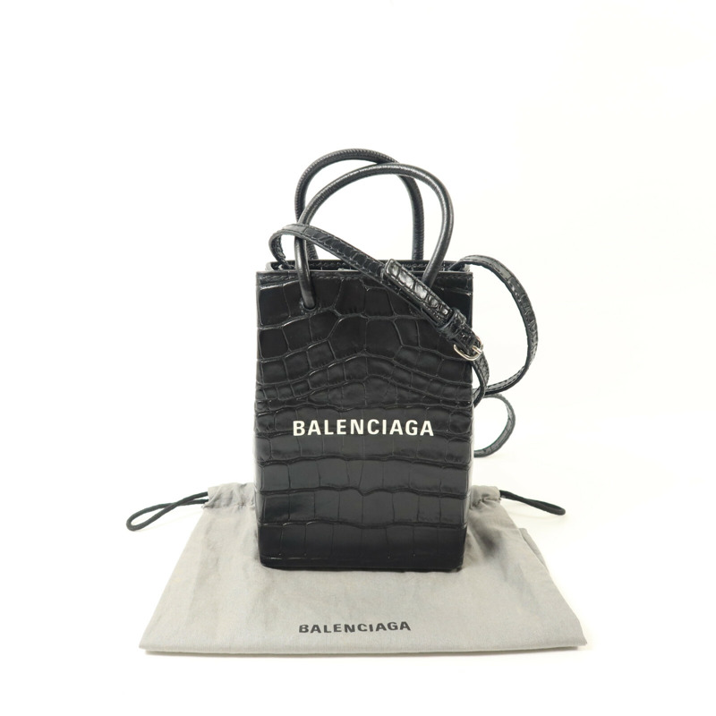 BALENCIAGA 牛皮皮革Mini Shopping Phone Holder Bag手挽肩背兩用袋-8