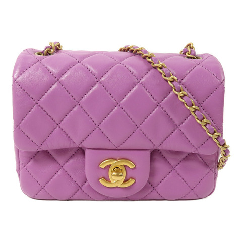 CHANEL 羊皮皮革Mini Classic 17 with Gold ball鏈帶肩背袋