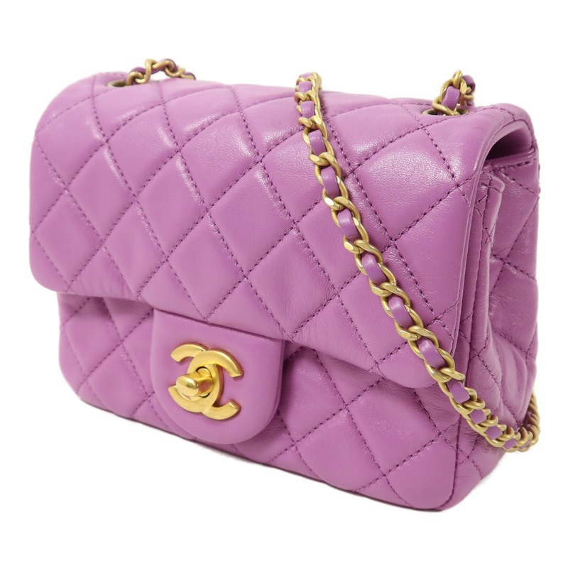 CHANEL 羊皮皮革Mini Classic 17 with Gold ball鏈帶肩背袋-1