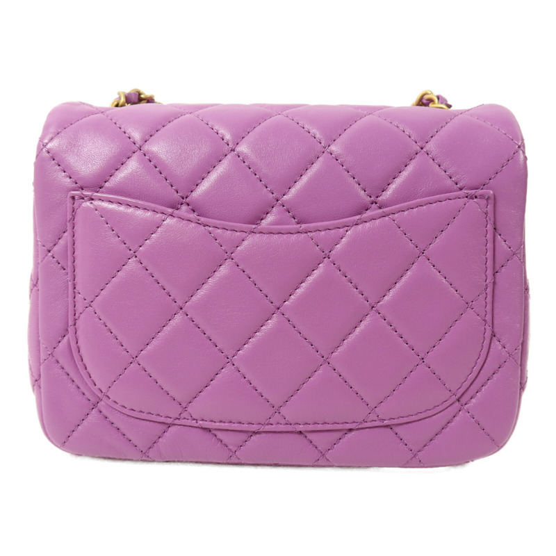 CHANEL 羊皮皮革Mini Classic 17 with Gold ball鏈帶肩背袋-2