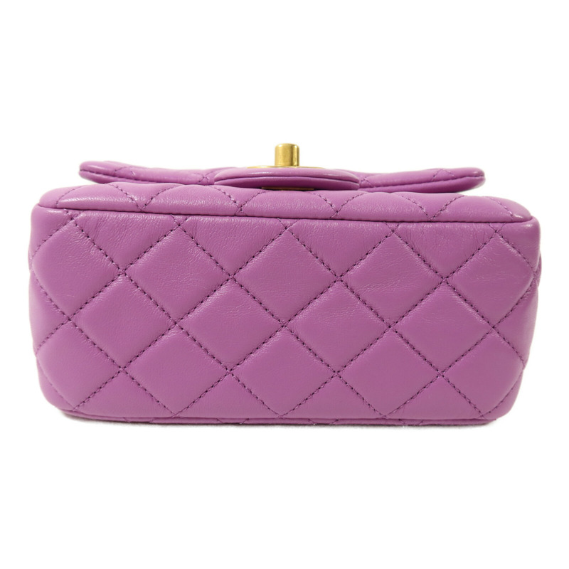 CHANEL 羊皮皮革Mini Classic 17 with Gold ball鏈帶肩背袋-3