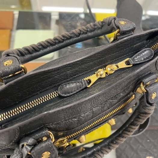 東區正精品㊣BALENCIAGA Mini City 309544 鉛灰色羊皮金釦手提包斜背包機車包 RA1863-3