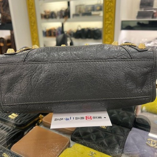 東區正精品㊣BALENCIAGA Mini City 309544 鉛灰色羊皮金釦手提包斜背包機車包 RA1863-7