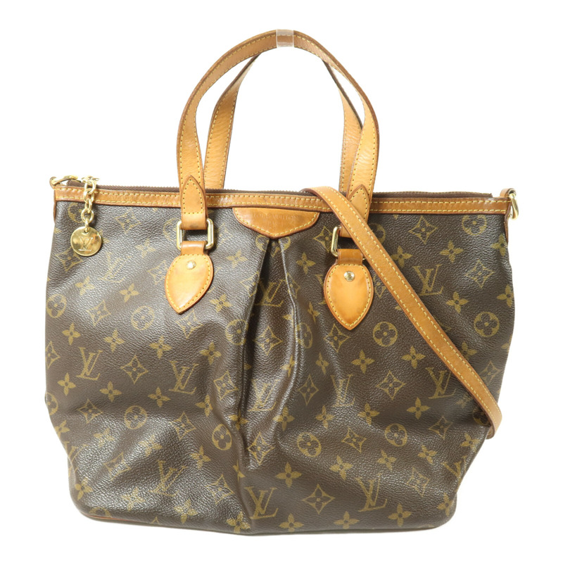 LOUIS VUITTON Monogram Palermo PM手挽肩背兩用袋棕色-0