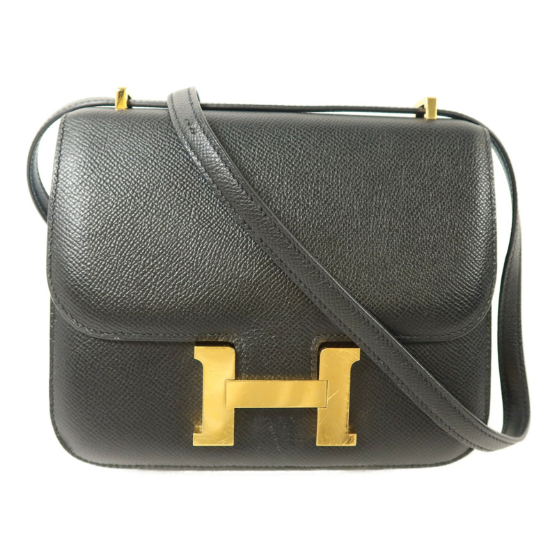 HERMES Epsom皮革Constance Mini肩背袋Noir-0