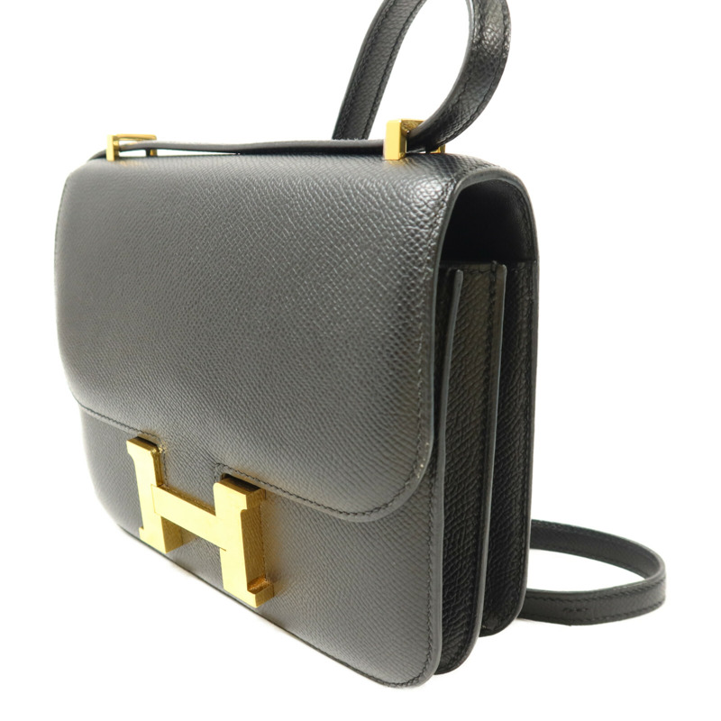 HERMES Epsom皮革Constance Mini肩背袋Noir-1