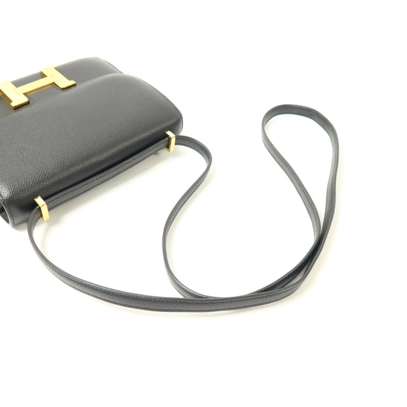 HERMES Epsom皮革Constance Mini肩背袋Noir-9