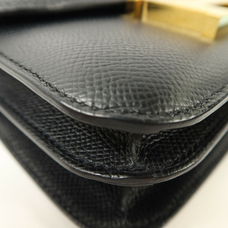 HERMES Epsom皮革Constance Mini肩背袋Noir-10