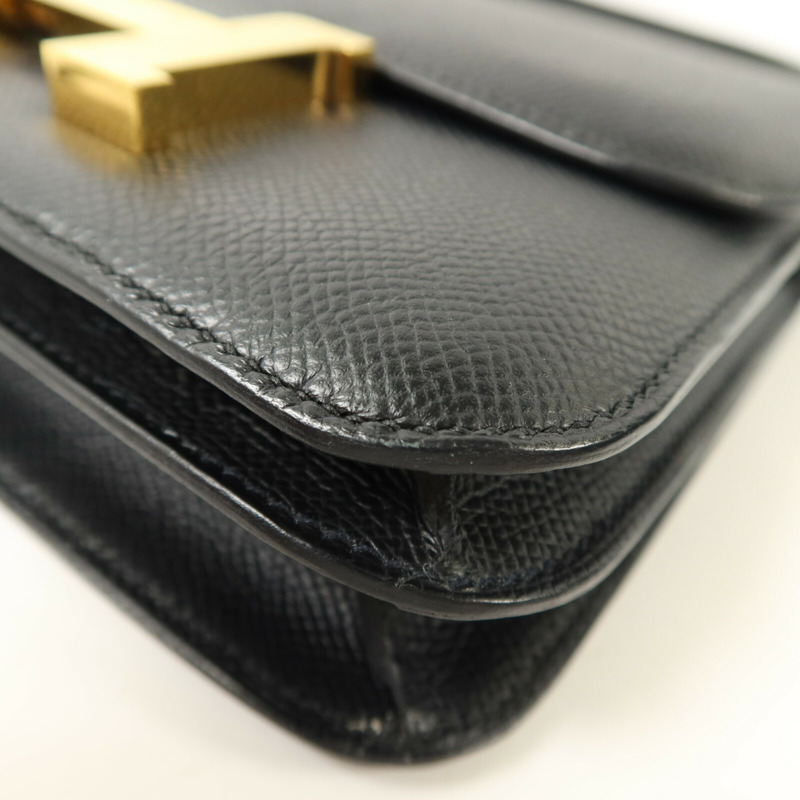 HERMES Epsom皮革Constance Mini肩背袋Noir-11