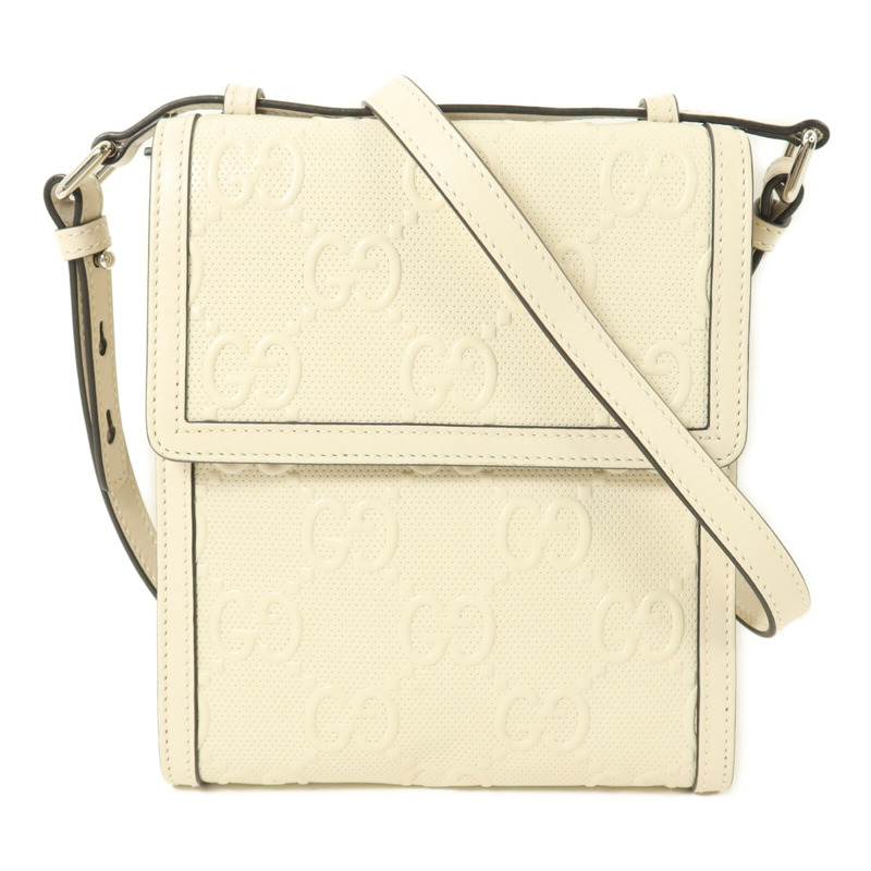 GUCCI 牛皮皮革GG Embossed Messenger肩背袋-0