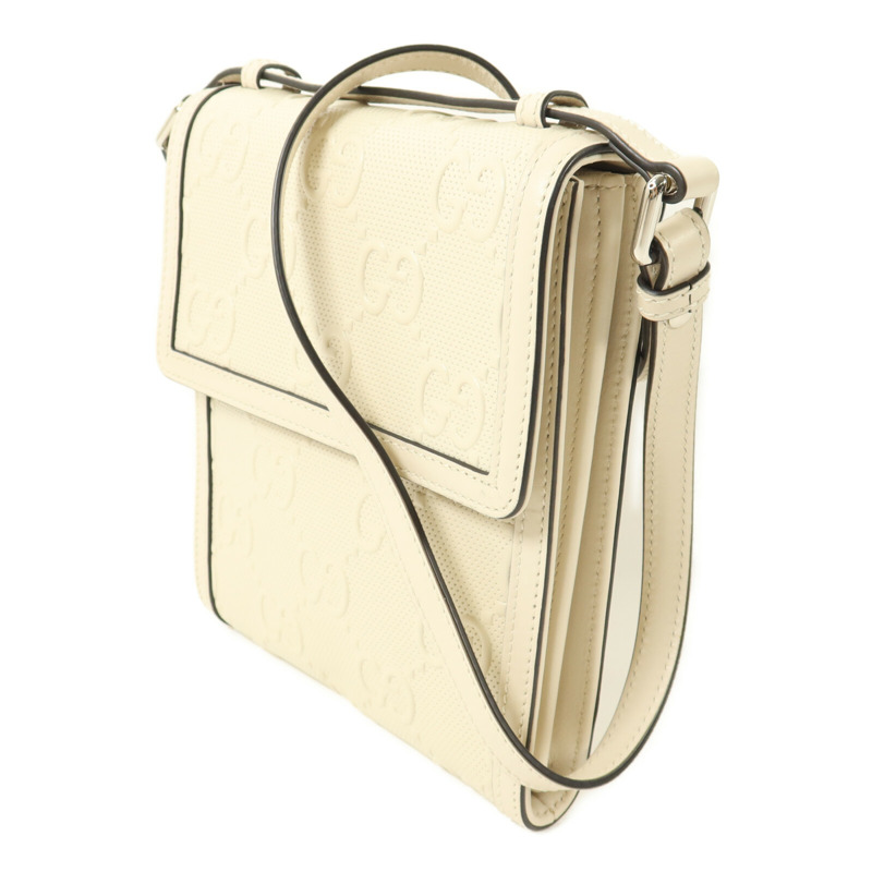 GUCCI 牛皮皮革GG Embossed Messenger肩背袋-1