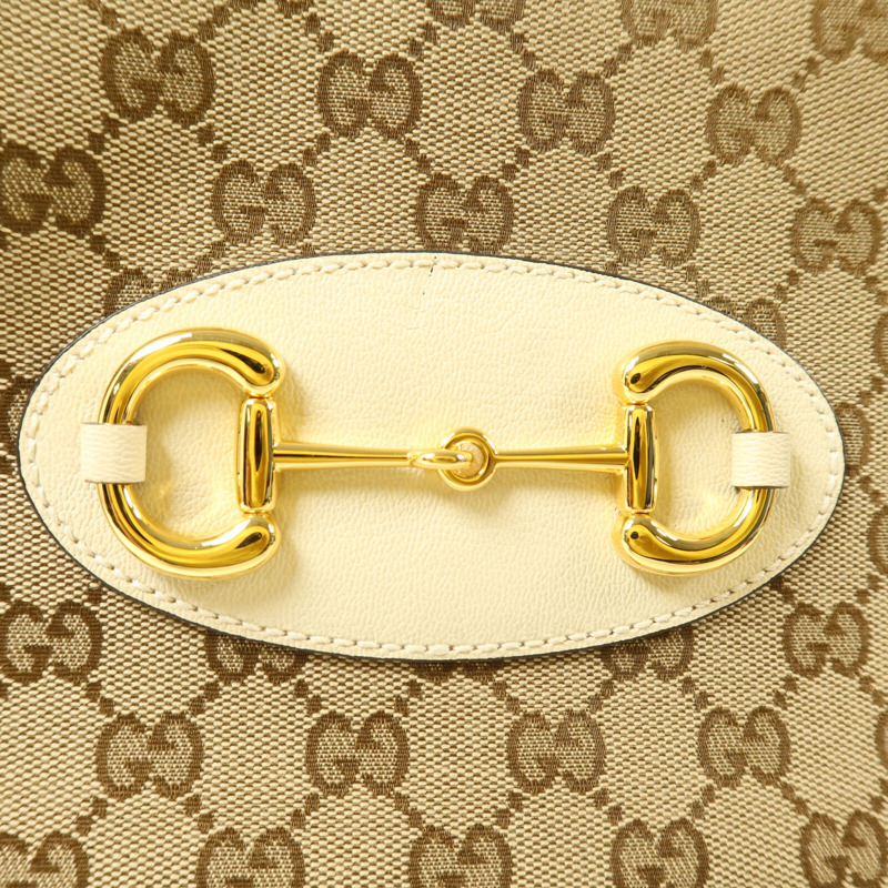 GUCCI 帆布/牛皮皮革Horsebit 1955 Tote Bag手挽袋-7