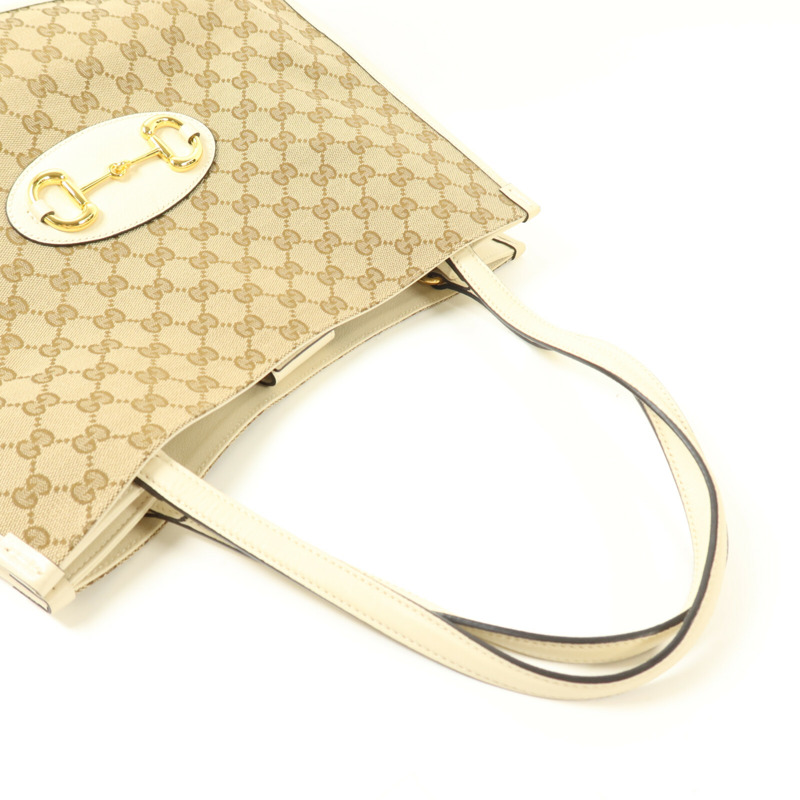 GUCCI 帆布/牛皮皮革Horsebit 1955 Tote Bag手挽袋-8