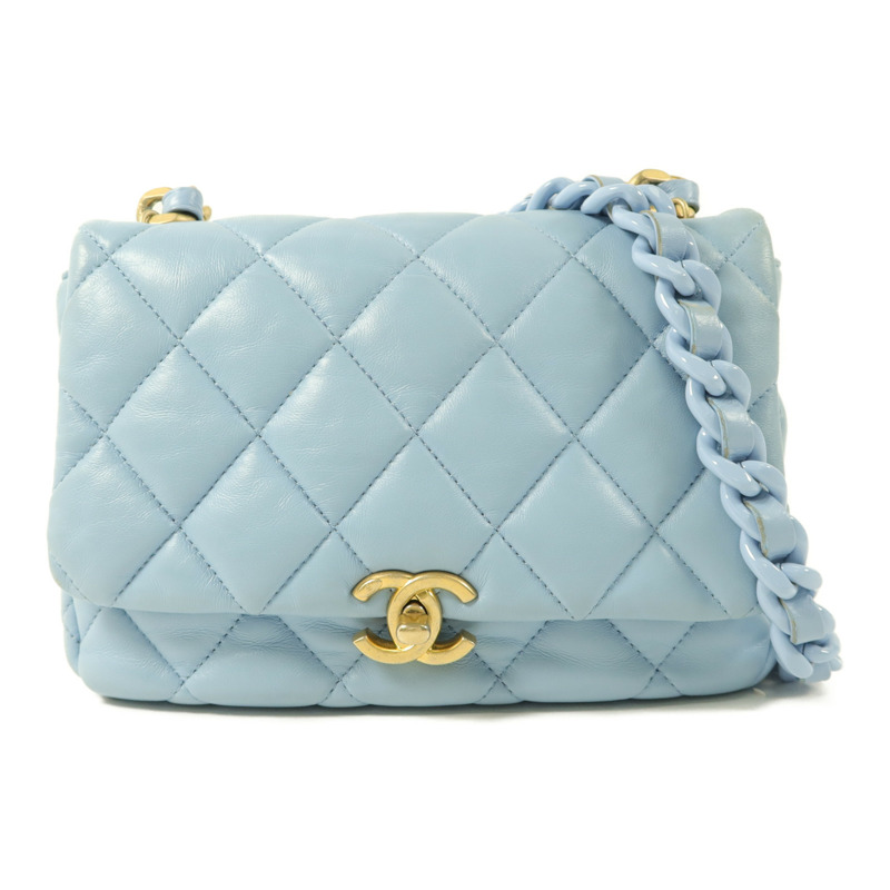 CHANEL 羊皮皮革Lacquered Chain Flap Bag鏈帶肩背袋-0