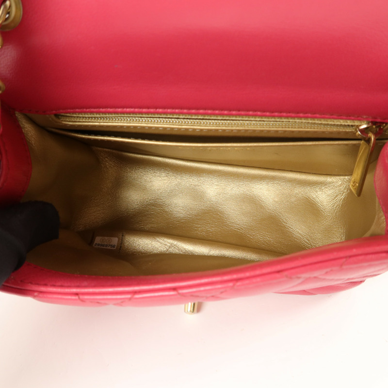 CHANEL 羊皮皮革Mini Classic 17鏈帶肩背袋-4