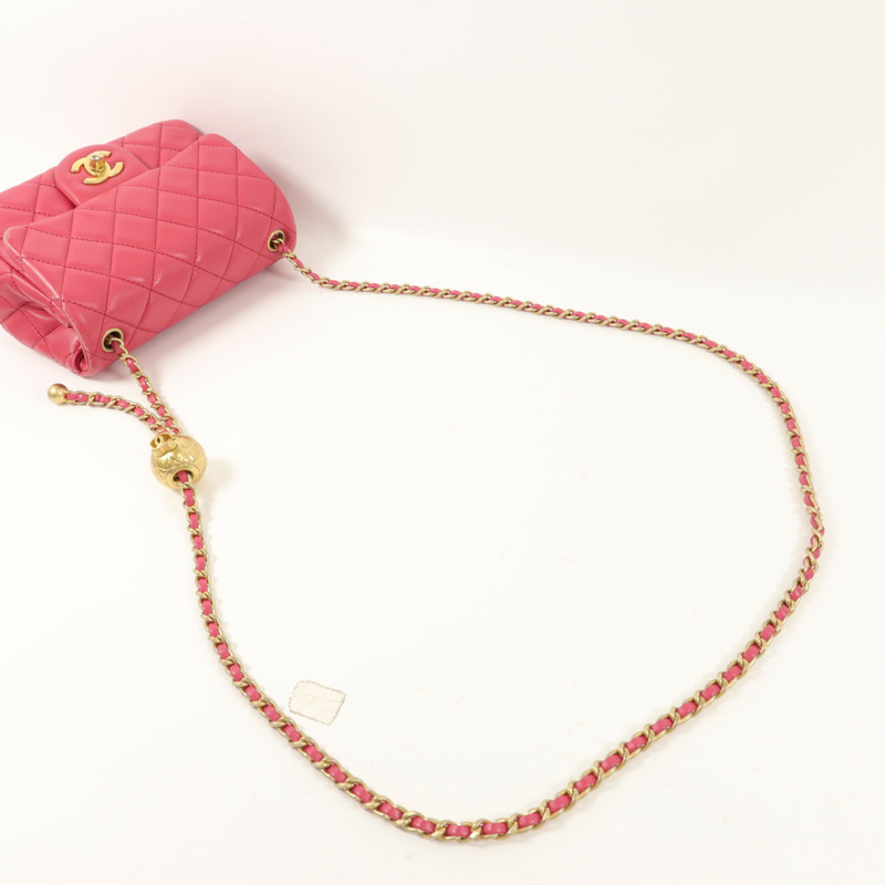 CHANEL 羊皮皮革Mini Classic 17鏈帶肩背袋-8