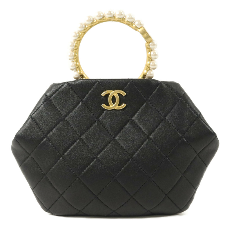 CHANEL 羊皮皮革Matelasse Handle手挽袋-0