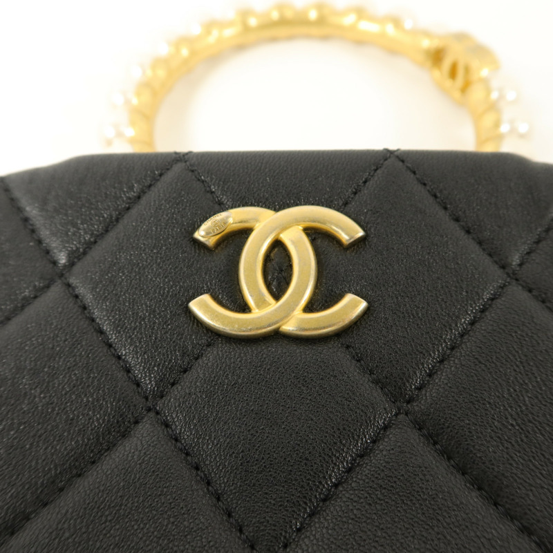 CHANEL 羊皮皮革Matelasse Handle手挽袋-8