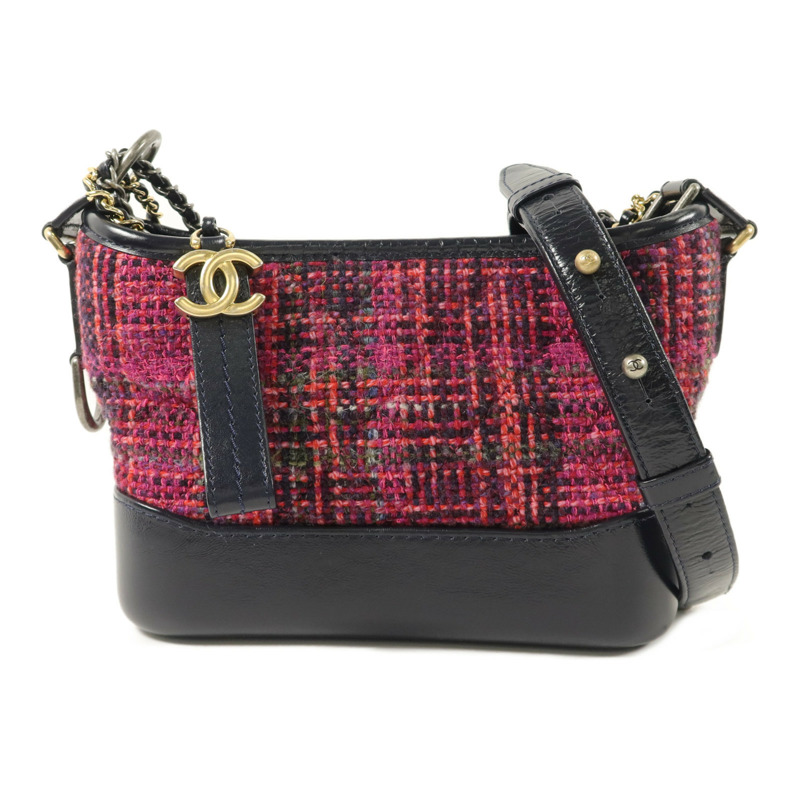 CHANEL 斜紋軟呢/牛皮皮革Gabrielle Small鏈帶肩背袋-0