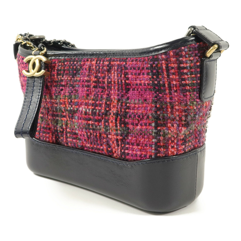 CHANEL 斜紋軟呢/牛皮皮革Gabrielle Small鏈帶肩背袋-2