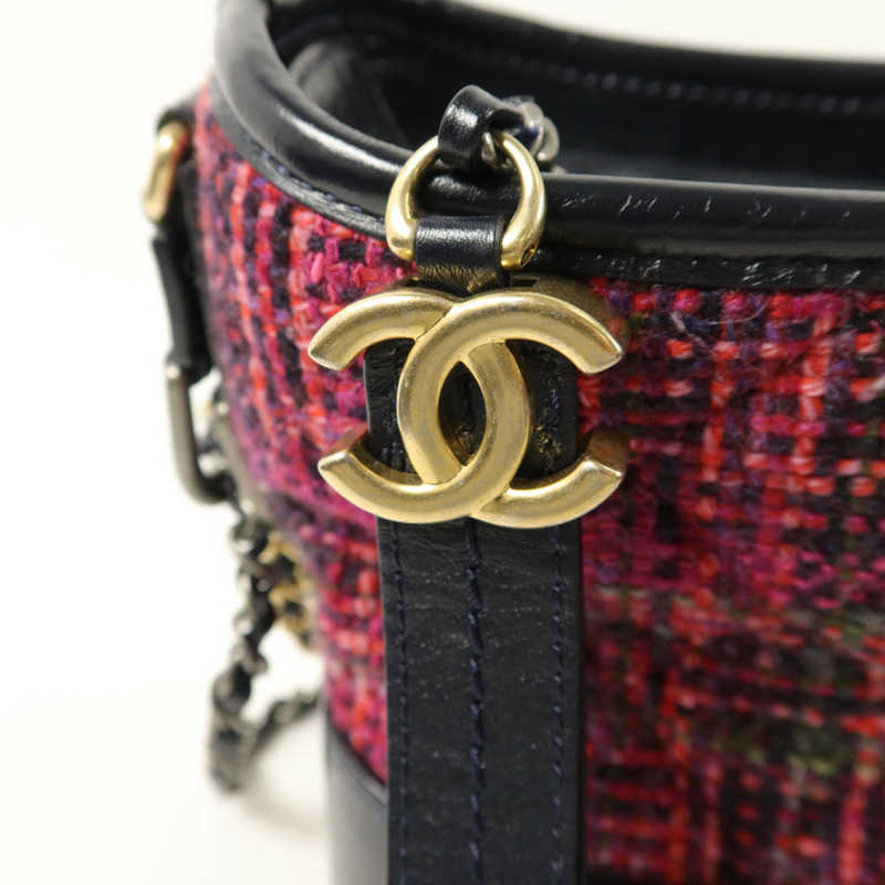 CHANEL 斜紋軟呢/牛皮皮革Gabrielle Small鏈帶肩背袋-10