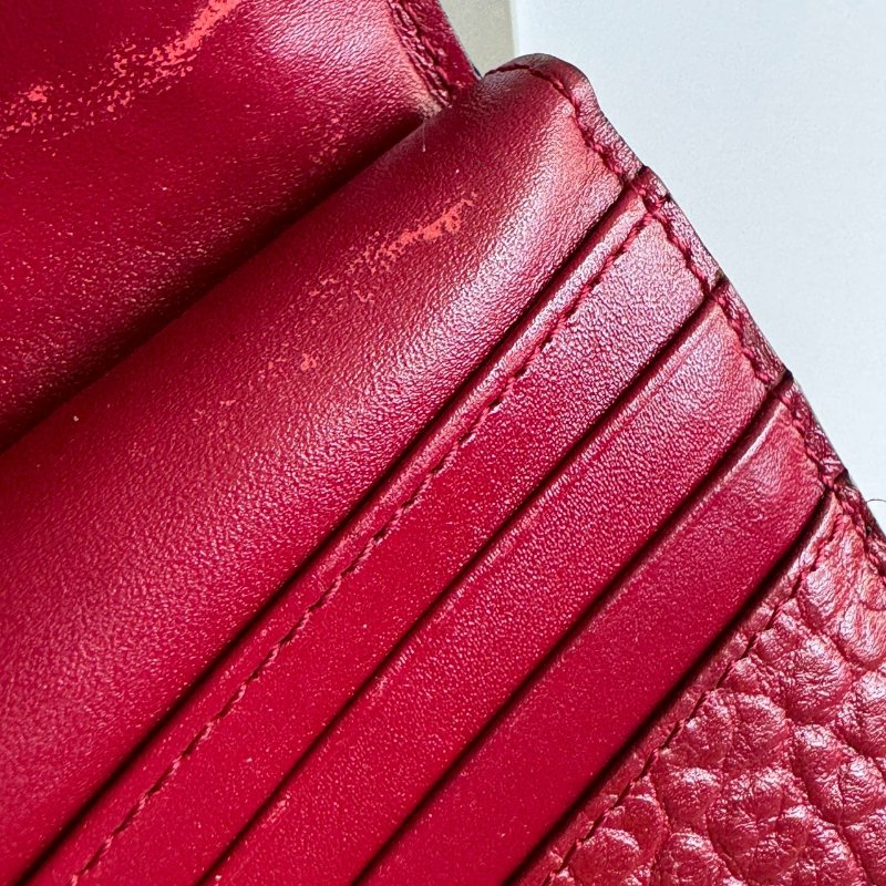 💫絕版款💥BURBERRY 紅色拼黑色拉鍊釦式長夾-12