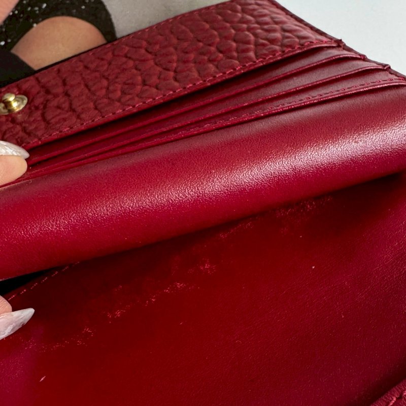 💫絕版款💥BURBERRY 紅色拼黑色拉鍊釦式長夾-15