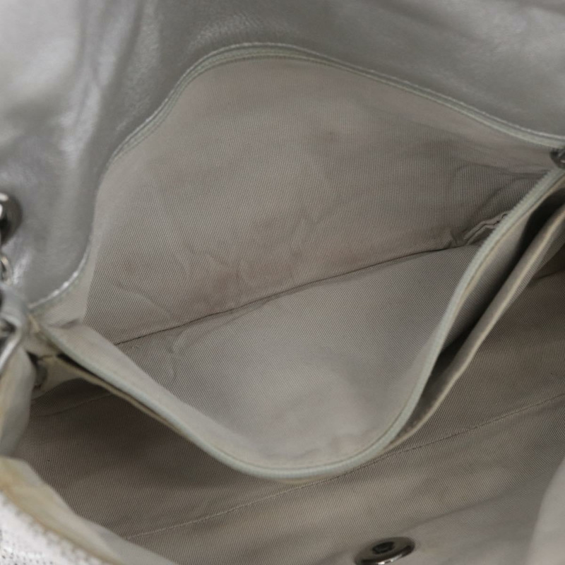 【日本直送】香奈兒 (CHANEL) 絎縫鏈條肩背包，銀色雙C標誌，附沖孔皮革，正品編號 ka3473SAM-27