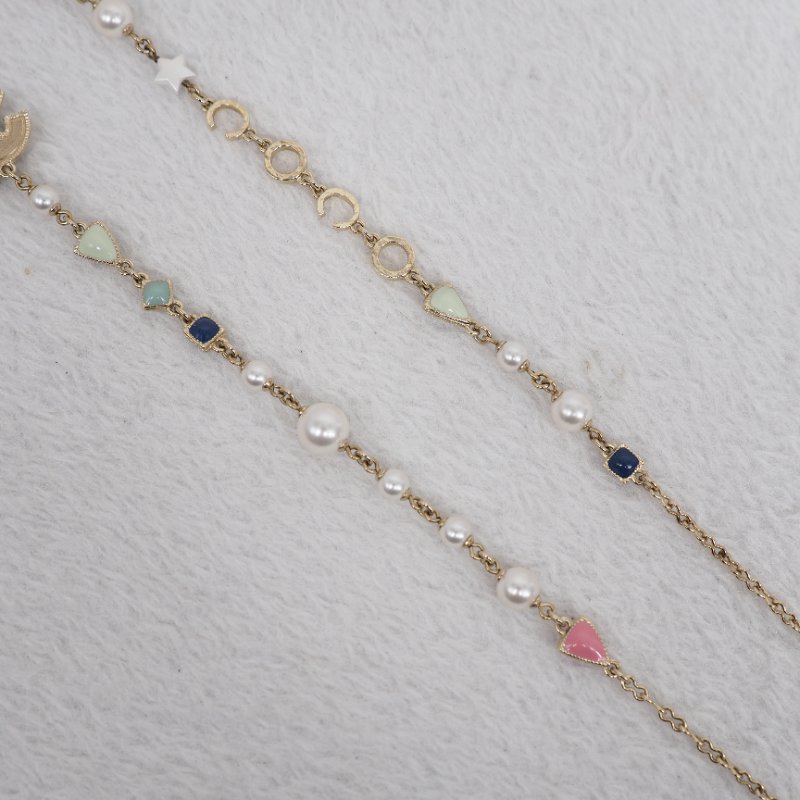 Chanel 白粉藍琺瑯雙C星星珍珠長項鏈2019高訂款-4