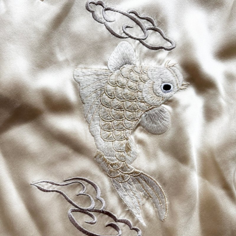 100% 絲質 ::Alexander Wang:: Tiger-embroidered Silk-satin Pyjama Shorts In Black 白色絲緞鯉魚刺繡睡衣短褲 S號-4