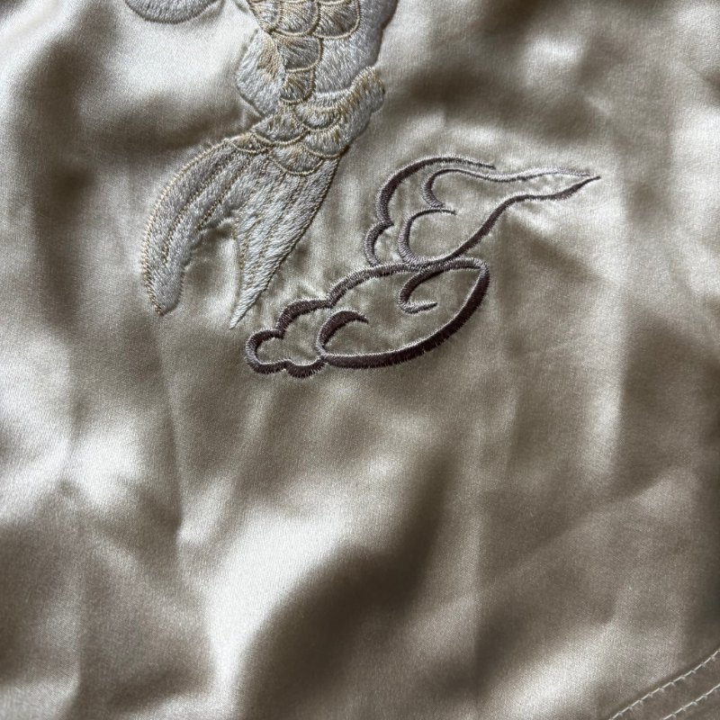 100% 絲質 ::Alexander Wang:: Tiger-embroidered Silk-satin Pyjama Shorts In Black 白色絲緞鯉魚刺繡睡衣短褲 S號-27